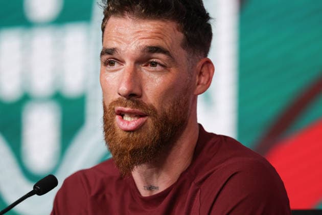 press conference, PK, Pressekonferenz of the Portuguese national football team in the football city of Oeiras - Portugal, June 4, 2026, in Alges, Portugal. goalkeeper Jose Sa (Portugal ,12) Copyright: HMBxMedia FernandoxSoares