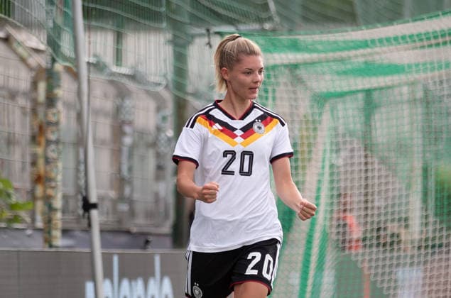 GER, Leipzig, DFB, Fussball, Frauenfussball, internationales Freundschaftsspiel, Deutschland U23 vs. Daenemark U23 im Bild v.l.: Julia Landenberger (Deutschland U23 20), Torjubel 04.06.2026, Alfred-Kunze Sportpark Leipzig DFB REGULATIONS PROHIBIT ANY USE OF PHOTOGRAPHS AS IMAGE SEQUENCES AND OR QUASI-VIDEO, Copyright: HMBxMedia PaulxFritz
