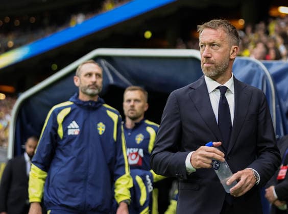260604 Head coach Graham Potter of Sweden ahead of the International Friendly, Länderspiel, Nationalmannschaft football match between Sweden and Greece on June 4, 2026 in Stockholm. Photo: Maxim Thore BILDBYRAN kod MT JM0822 bbeng fotboll football soccer fotball träningslandskamp international friendly sverige sweden sverige a grekland greece Copyright: MAXIMxTHORE BB260604MT011