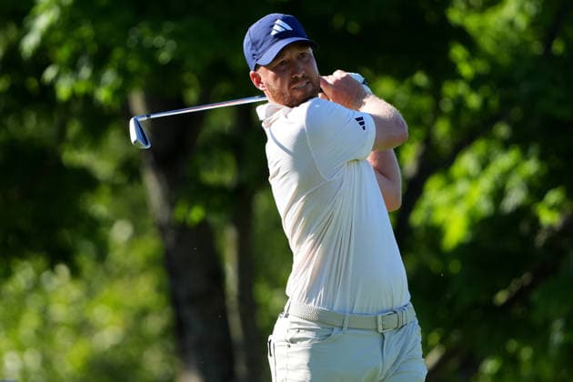 DUBLIN, OH - JUNE 04: Daniel Berger of United States plays his shot from the fifth tee during first round of the Memorial Tournament on June 04, 2026 at the Muirfield Village Golf Club in Dublin, Ohio. (Photo by Jason Mowry Icon Sportswire) GOLF: JUN 04 PGA, Golf Herren the Memorial Tournament presented by Workday EDITORIAL USE ONLY Icon260604010