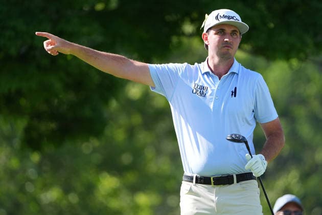 DUBLIN, OH - JUNE 04: J.T. Poston of United States plays his shot from the fifth tee during first round of the Memorial Tournament on June 04, 2026 at the Muirfield Village Golf Club in Dublin, Ohio. (Photo by Jason Mowry Icon Sportswire) GOLF: JUN 04 PGA, Golf Herren the Memorial Tournament presented by Workday EDITORIAL USE ONLY Icon260604019