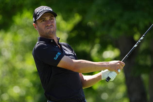 DUBLIN, OH - JUNE 04: Justin Thomas of United States plays his shot from the 5th tee during first round of the Memorial Tournament on June 04, 2026 at the Muirfield Village Golf Club in Dublin, Ohio. (Photo by Jason Mowry Icon Sportswire) GOLF: JUN 04 PGA, Golf Herren the Memorial Tournament presented by Workday EDITORIAL USE ONLY Icon260604046