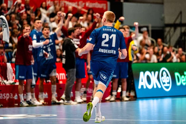 04.06.2026, xdobgx, Handball Daikin HBL, Handball Verein Hamburg - HSG Wetzlar v.l. Frederik Bo Andersen (Handball Sport Verein Hamburg, 21) Jubel, Torjubel, jubelt ueber das Tor, celebrate the goal, celebration Hamburg