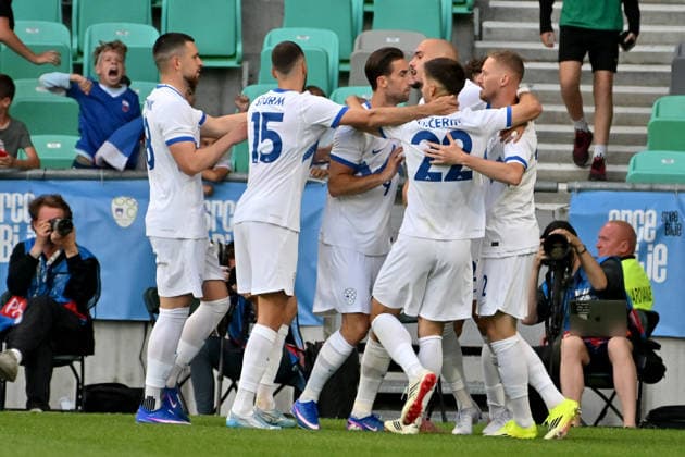 LJUBLJANA, SLOVENIA - JUNE 04: Team Slovenia celebrate score during the International men’s football Friendly match between Slovenia and Cyprus at Stadium Stozice, Ljubljana on June 04, 2026 in Ljubljana, Slovenia. (Photo by Igor Kupljenik Sports Press Photo).  Copyright: xIgorxKupljenikx xSPPx Sportspressphoto_SPR160758