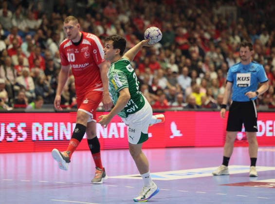 GER HBL Saison 2025 2026 MT Melsungen vs. FÜCHSE Berlin, 04.06.26, ROTHENBACH-HALLE, Kassel Tim FREIHÖFER (Füchse Berlin 20), Siebenmeter, Strafwurf