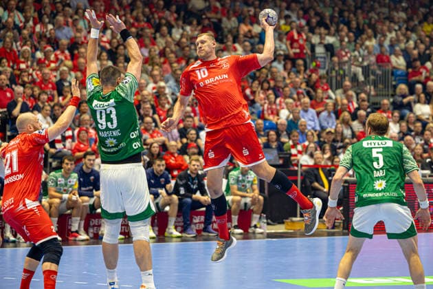 DAIKIN Handball Bundesliga, Kassel, MT Melsungen vs. Fuechse Berlin, Rothenbach-Halle Kassel; 04.06.2026 DAIKIN Handball Bundesliga, Kassel, Germany - 04.06.2026: Dainis Kristopans (MT Melsungen, 10) beim Wurf, Handball Bundesliga, Spiel der MT Melsungen vs. Fuechse Berlin, Rothenbach-Halle Kassel Copyright: xBEAUTIFULxSPORTS Freudensteinx