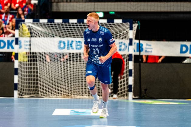 04.06.2026, xdobgx, Handball Daikin HBL, Handball Verein Hamburg - HSG Wetzlar v.l. Frederik Bo Andersen (Handball Sport Verein Hamburg, 21) Jubel, Torjubel, jubelt ueber das Tor, celebrate the goal, celebration Hamburg