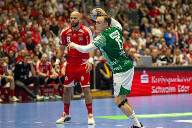DAIKIN Handball Bundesliga, Kassel, MT Melsungen vs. Fuechse Berlin, Rothenbach-Halle Kassel; 04.06.2026 DAIKIN Handball Bundesliga, Kassel, Germany - 04.06.2026: Tobias Scholberg Grondahl (Füchse Berlin, 15) beim Wurf,Handball Bundesliga, Spiel der MT Melsungen vs. Fuechse Berlin, Rothenbach-Halle Kassel Copyright: xBEAUTIFULxSPORTS Freudensteinx