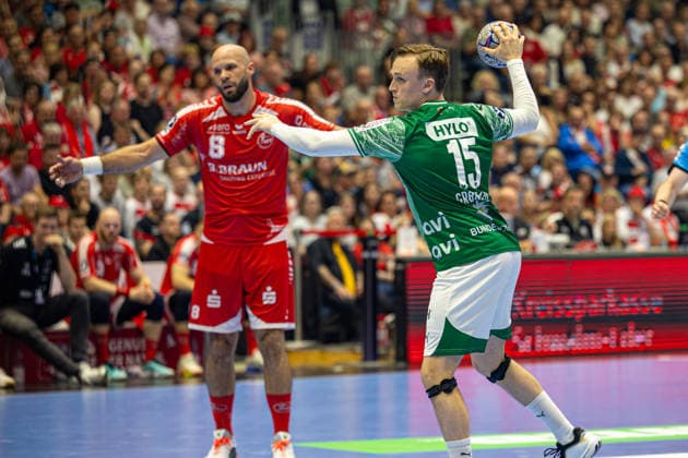 DAIKIN Handball Bundesliga, Kassel, MT Melsungen vs. Fuechse Berlin, Rothenbach-Halle Kassel; 04.06.2026 DAIKIN Handball Bundesliga, Kassel, Germany - 04.06.2026: Tobias Scholberg Grondahl (Füchse Berlin, 15) beim Wurf, Handball Bundesliga, Spiel der MT Melsungen vs. Fuechse Berlin, Rothenbach-Halle Kassel Copyright: xBEAUTIFULxSPORTS Freudensteinx
