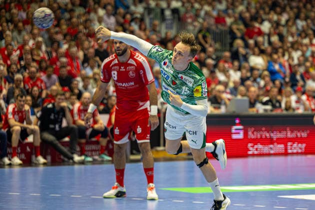 DAIKIN Handball Bundesliga, Kassel, MT Melsungen vs. Fuechse Berlin, Rothenbach-Halle Kassel; 04.06.2026 DAIKIN Handball Bundesliga, Kassel, Germany - 04.06.2026: Tobias Scholberg Grondahl (Füchse Berlin, 15) beim Wurf, Handball Bundesliga, Spiel der MT Melsungen vs. Fuechse Berlin, Rothenbach-Halle Kassel Copyright: xBEAUTIFULxSPORTS Freudensteinx