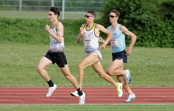 ATHLETICS - Liese Prokop Memorial ST. POELTEN,,04.JUN.26 - ATHLETICS - Liese Prokop Memorial, 800m, men. Image shows Elias Poelzl, Daniel Karner and Niklas Scherb (AUT).  GEPAxpictures xWalterxLuger