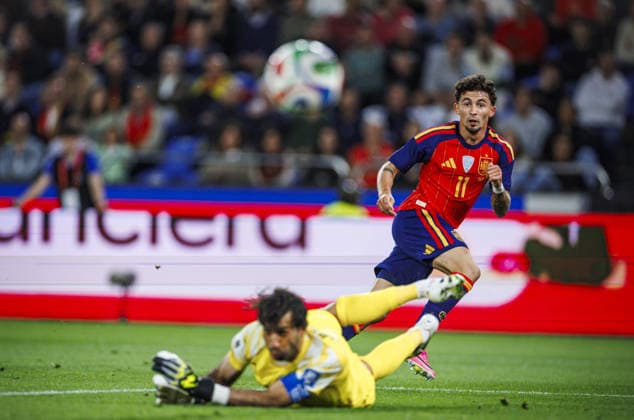 Spain v Iraq - Friendlies A CORUNA, SPAIN - JUNE 04. Yeremi Pino of Spain in action during the friendly match between the Spanish national team, Nationalteam and the Iraqi national team at the Riazor Stadium in A Coruna, Spain on June 4, 2026. Pablo Garcia Sacristan Anadolu A Coruna Spain. Editorial use only. Please get in touch for any other usage.  Copyright: x2026xAnadoluxPabloxGarciaxSacristanx