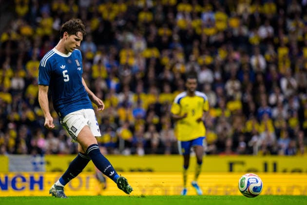 260604 Panagiotis Retsos of Greece during the International Friendly, Länderspiel, Nationalmannschaft football match between Sweden and Greece on June 4, 2026 in Stockholm. Photo: Joel Marklund BILDBYRAN kod JM JM0822 bbeng fotboll football soccer fotball träningslandskamp international friendly sverige sweden sverige a grekland greece Copyright: JOELxMARKLUND BB260604JM122