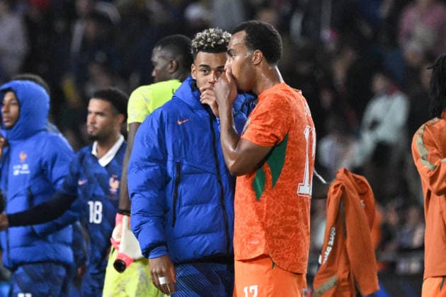 Friendly Match - France v Ivory Coast - FA French forward Desire Doue reacts with his brother Ivorian forward Guela Doue at the end of the friendly football match between France and Ivory Coast at the Beaujoire stadium in Nantes on June 4, 2026. Photo by Firas Abdullah ABACAPRESS.COM Nantes Pays de la Loire France  Copyright: xAbdullahxFiras ABACAx