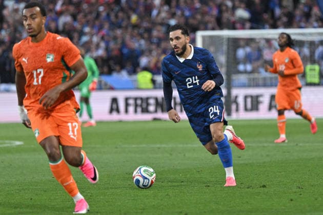 Friendly Match - France v Ivory Coast - FA French midfielder Rayan Cherki controls the ball during the friendly football match between France and Ivory Coast at the Beaujoire stadium in Nantes on June 4, 2026. Photo by Firas Abdullah ABACAPRESS.COM Nantes Pays de la Loire France  Copyright: xAbdullahxFiras ABACAx
