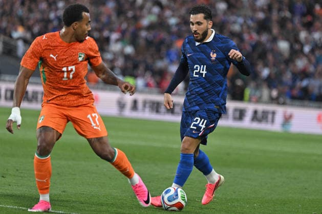Friendly Match - France v Ivory Coast - FA French midfielder Rayan Cherki controls the ball during the friendly football match between France and Ivory Coast at the Beaujoire stadium in Nantes on June 4, 2026. Photo by Firas Abdullah ABACAPRESS.COM Nantes Pays de la Loire France  Copyright: xAbdullahxFiras ABACAx