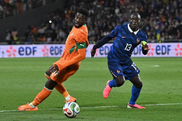 Friendly Match - France v Ivory Coast - FA French midfielder N’Golo Kante fights for the ball during the friendly football match between France and Ivory Coast at the Beaujoire stadium in Nantes on June 4, 2026. Photo by Firas Abdullah ABACAPRESS.COM Nantes Pays de la Loire France  Copyright: xAbdullahxFiras ABACAx