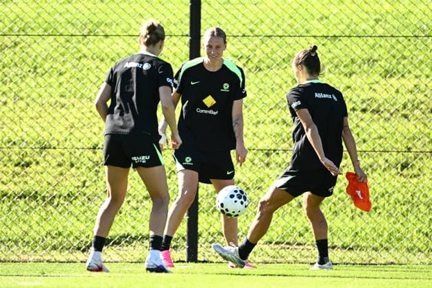 SOCCER MATILDAS TRAINING, Steph Catley, Emily van Egmond (centre) and Caitlin Foord during a Matildas training session ahead of their International Friendly, Länderspiel, Nationalmannschaft match against Mexico, at Sky Park in Sydney, Friday, June 5, 2026. ( NO ARCHIVING Sydney New South Wales Australia  Copyright: xDANxHIMBRECHTSx 20260605194889970142