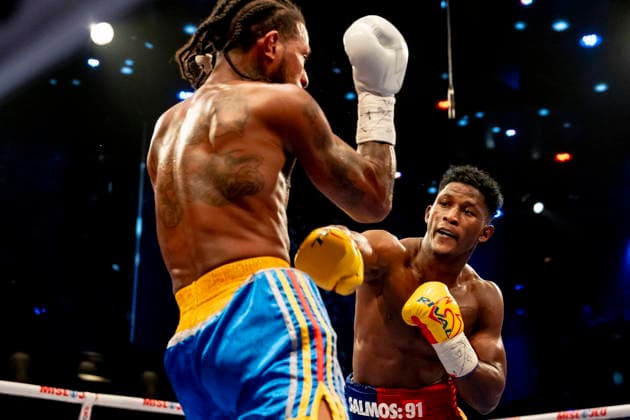 June 4, 2026, Montreal, Pq, CANADA: Montreal s John Orobio, right, hits Jonathan Montrel during their Continental WBC super lightweight championship fight in Montreal on Thursday, June 4, 2026. Canada News - June 4, 2026  - ZUMAc35_ 20260604_zaf_c35_148 Copyright: xChristopherxKatsarovx