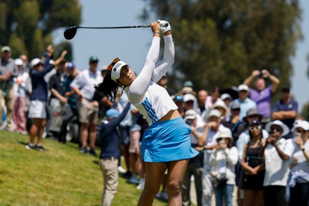 Patty Tavatanakit hits from the 5th tee in the first round of the U.S. Women s Open golf championship at Riviera Country Club in Pacific Palisades, California on Thursday, June 4, 2026.  GLP20260604101320 CAROLINExBREHMAN