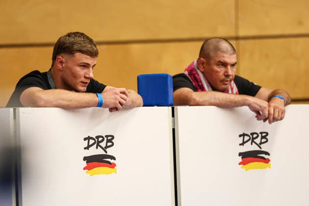 RINGEN - Deutsche Meisterschaften 2026 Felix Schmitt und Trainer Vitali Wagin (Rimbach)