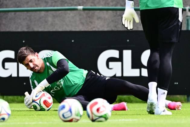 Belgian national football team - FIFA World Cup, WM, Weltmeisterschaft, Fussball 2026 - media activities 05 06 2026 TUBIZE, BELGIUM - JUNE 05 : Courtois Thibaut goalkeeper of Belgium pictured during a training session at the training grounds of the Royal Belgian Football Association ahead of the FIFA World Cup 2026 on June 4, 2026 in Tubize, Belgium, 04 06 2026 Tubize Belgium  Copyright: xPeterxDexVoechtx