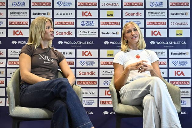 STOCKHOLM, SWEDEN 20260605 Julia Henriksson, during a press conference, PK, Pressekonferenz ahead of the Bauhaus Gala (Diamond League) in athletics in Stockholm. STOCKHOLM SWEDEN x10430x