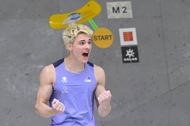 Czech climber Lukas Mokrolusky competes in World Cup in sport climbing: bouldering - semi-finals men, in Prague, Czech Republic, on June 5, 2026. (CTKxPhoto VitxSimanek) CTKPhotoP2026060504028  CTKPhotoP2026060504028
