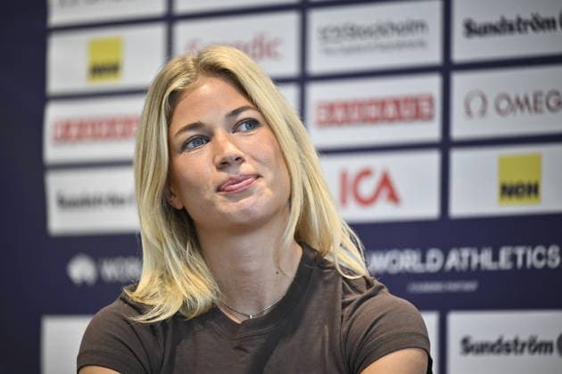 STOCKHOLM, SWEDEN 20260605 Julia Henriksson, during a press conference, PK, Pressekonferenz ahead of the Bauhaus Gala (Diamond League) in athletics in Stockholm. STOCKHOLM SWEDEN x10430x