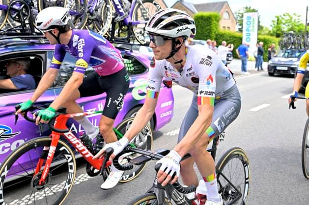 Tour de Wallonie 2026 Stage 5 AUBEL, BELGIUM - JUNE 05 : Melotte Matteo (BEL) of Color Code - Alu Center during stage 5 of the 47th edition of Ethias Tour de Wallonie an UCI ProSeries 2.Pro cycling road race stage for Men Elite of 176.45 km with start in Bassenge and finish in Aubel on June 5, 2026 in Aubel, Belgium, 05 06 2026 ( Motordriver Pieter Van Herzele - Aubel Belgium  Copyright: xSesx