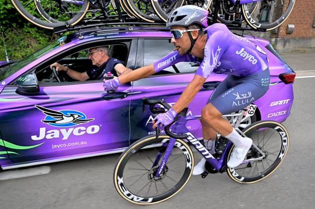 Tour de Wallonie 2026 Stage 5 AUBEL, BELGIUM - JUNE 05 : De Bondt Dries (BEL) of Team Jayco AlUla during stage 5 of the 47th edition of Ethias Tour de Wallonie an UCI ProSeries 2.Pro cycling road race stage for Men Elite of 176.45 km with start in Bassenge and finish in Aubel on June 5, 2026 in Aubel, Belgium, 05 06 2026 ( Motordriver Pieter Van Herzele - Aubel Belgium  Copyright: xSesx