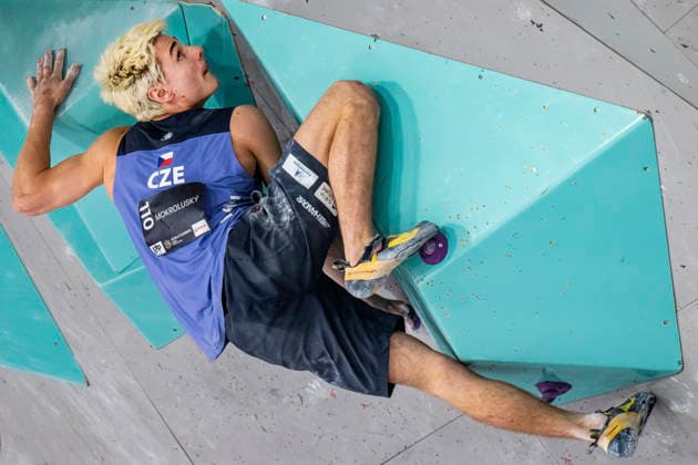 Czech climber Lukas Mokrolusky competes in World Cup in sport climbing: bouldering - semi-finals men, in Prague, Czech Republic, on June 5, 2026. (CTKxPhoto VitxSimanek) CTKPhotoP2026060504752  CTKPhotoP2026060504752