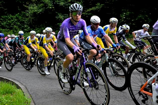 Tour de Wallonie 2026 Stage 5 AUBEL, BELGIUM - JUNE 05 : Rider of Team Jayco AlUla during stage 5 of the 47th edition of Ethias Tour de Wallonie an UCI ProSeries 2.Pro cycling road race stage for Men Elite of 176.45 km with start in Bassenge and finish in Aubel on June 5, 2026 in Aubel, Belgium, 05 06 2026 ( Motordriver Pieter Van Herzele - Aubel Belgium  Copyright: xSesx