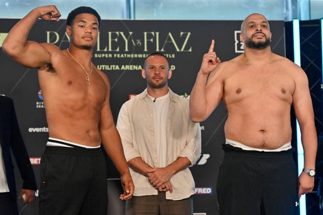 Josh Padley v Aqib Fiaz Weigh-In Leo Atang and Fouad Shaili weigh in during the Josh Padley v Aqib Fiaz Weigh-In at the Millennium Gallery, Sheffield, England, United Kingdom on 5 June 2026 Credit: Connor McMain Every Second Media Editorial use only. All images are copyright Every Second Media Limited. No images may be reproduced without prior permission. Copyright: xIMAGO EveryxSecondxMediax ESM-2022-0027 ConnorxMcMainx xEveryxSecondxMediax