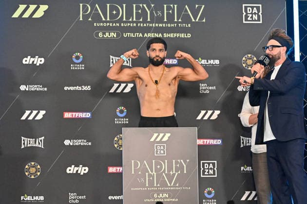 Josh Padley v Aqib Fiaz Weigh-In Aqib Fiaz weighs in during the Josh Padley v Aqib Fiaz Weigh-In at the Millennium Gallery, Sheffield, England, United Kingdom on 5 June 2026 Credit: Connor McMain Every Second Media Editorial use only. All images are copyright Every Second Media Limited. No images may be reproduced without prior permission. Copyright: xIMAGO EveryxSecondxMediax ESM-2022-0031 ConnorxMcMainx xEveryxSecondxMediax