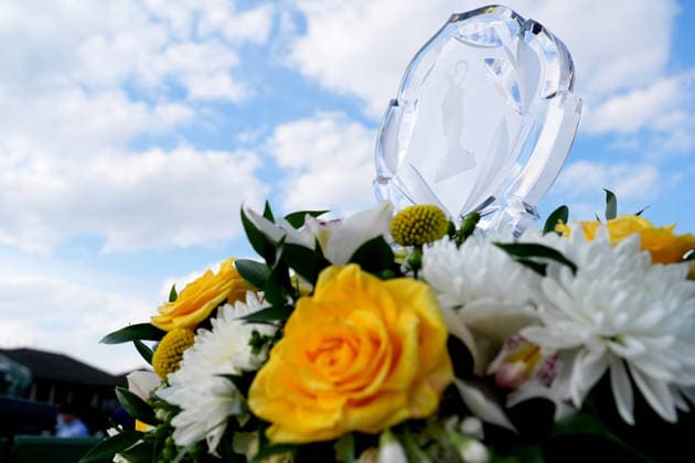 DUBLIN, OH - JUNE 05: Generic view of the Memorial Tournament trophy on display during second round of the Memorial Tournament on June 05, 2026 at the Muirfield Village Golf Club in Dublin, Ohio. (Photo by Jason Mowry Icon Sportswire) GOLF: JUN 05 PGA, Golf Herren the Memorial Tournament presented by Workday EDITORIAL USE ONLY Icon260605002