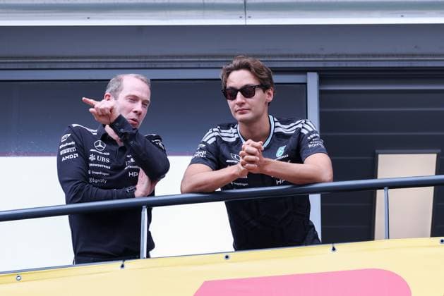 George Russell (Mercedes-AMG Petronas 63) in der Boxengasse, 1 Freies Training, Grosser Preis von Monaco, Motorsport, Herren, Formel 1, 05.06.2026 Monte Carlo Monaco MCO