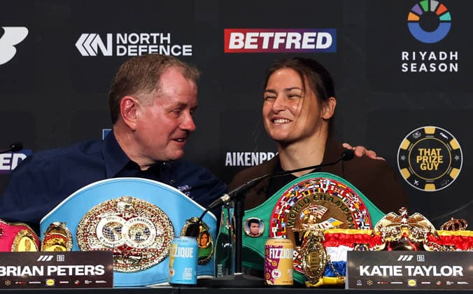 Matchroom Boxing press conference, PK, Pressekonferenz Croke Park, Dublin 5 6 2026 Brian Peters and Katie Taylor Brian Peters and Katie Taylor 5 6 2026  Copyright: x INPHO GaryxCarrx AC014376