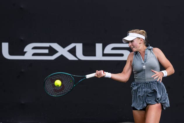 RECORD DATE NOT STATED 5th June 2026; The Edgbaston Priory Club, Birmingham, Midlands, England; 2026 Lexus Birmingham Open Tennis, Day Seven; Taylah Preston (AUS) plays a forehand in her quarter final match against Ashlyn Krueger (USA) GodfreyxPitt