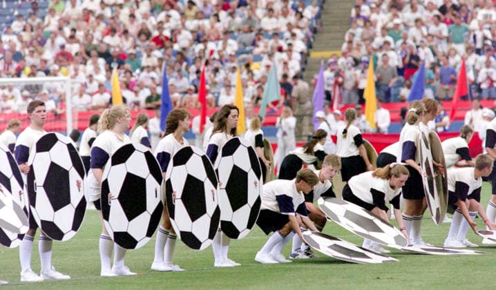940618 Football, FIFA World Cup, WM, Weltmeisterschaft, Fussball 1994 (USA), Group A, USA - Switzerland 1-1: Youngsters perform during the opening ceremony at Pontiac Silverdome. Photo: BILDBYRAN M013_02 940618usasch usa schweiz m013_02 scanx dia bbeng fotboll football soccer VM VM94 VM1994 VM 1994 fotbolls-vm fifa world cup usa v switzerland 960618 world championships världsmästerskap pontiac silverdome detroit june 18 1994 *** 940618 Football, FIFA World Cup 1994 USA , Group A, USA Switzerland 1 1 Youngsters perform during the opening ceremony at Pontiac Silverdome Photo BILDBYRAN M013 02 940618usasch usa schweiz m013 02 scanx dia bbeng football soccer football soccer world cup world cup 1994 world cup 1994 world cup soccer world cup fifa world cup usa v switzerland 960618 world championships world championships pontiac silverdome detroit june 18 1994  Copyright: BILDBYRAN BB940618BB009