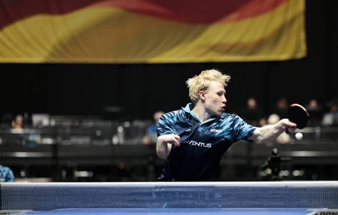 TT Finals Thueringen 05.06.2026, Erfurt, Messehalle, TT Finals, LOTTO Thueringen Tischtennis-Finals, sechs Deutsche Meisterschaften werde unter einem Dach ausgetragen im Bild: Jugend 19 Finale -Mio Lukas Wagner gewinnt das Finale im Einzel und ist Deutscher Meister