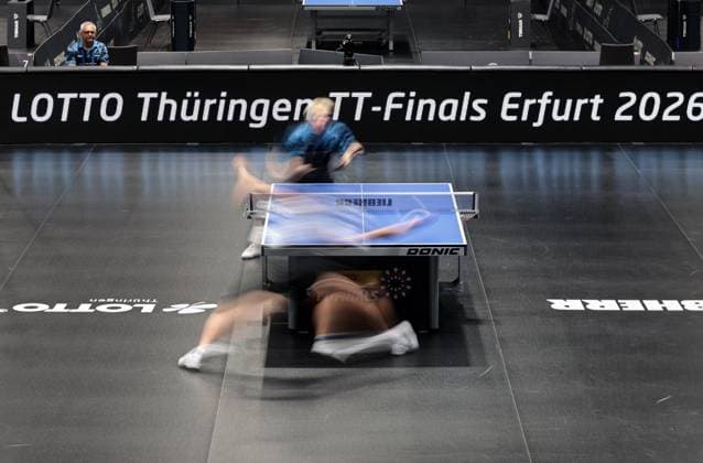TT Finals Thueringen 05.06.2026, Erfurt, Messehalle, TT Finals, LOTTO Thueringen Tischtennis-Finals, sechs Deutsche Meisterschaften werde unter einem Dach ausgetragen im Bild: Jugend 19 Finale -Mio Lukas Wagner gewinnt das Finale gegen Jia Yuang Zhang im Einzel und ist Deutscher Meister