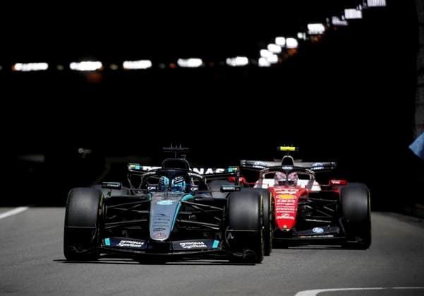 Essais libres 1 Formule 1 PHOTOPQR NICE MATIN Dylan Meiffret ; Monaco ; 05 06 2026 ; Première séance d essais libres de Formule 1 lors du 83e grand prix de Monaco. 63 – George Russell - Mercedes AMG Petronas F1 team et 44 – Lewis Hamilton – Scuderia Ferrari HP - THE FORMULA 1 MONACO GRAND PRIX JUNE 5 7 2026 Monaco France  Copyright: xPHOTOPQR NICExMATIN MAXPPPxDylanxMeiffretx 20260605NIM6677 20260605NIM6677