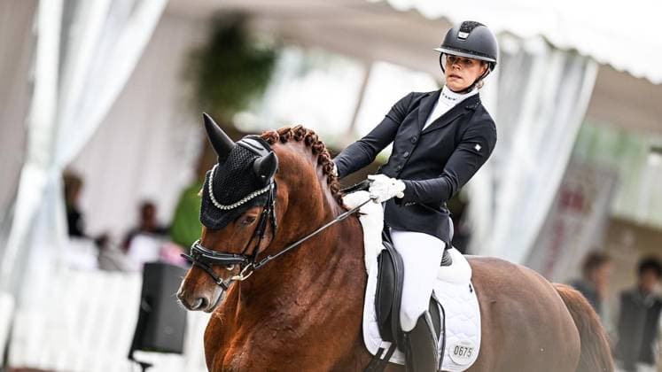 Balve Optimum am Freitag, 5. Juni 2026 ** NUR FÜR REDAKTIONELLE ZWECKE ** EDITORIAL USE ONLY **<p>Helen Schildhauer auf Vulkan Vegas IBbeim Preis der 360 Grad Sportpferde Deutsche Meisterschaften Para Dressur Grad IV und V am Freitag, 5. Juni 2026 beim Balve Optimum in Balve. . Copyright: SvenjaxHanusch