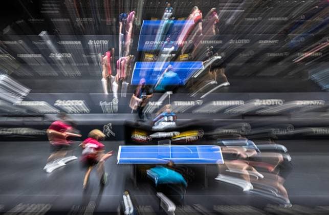 TISCHTENNIS TT-FINALS 2026 IN ERFURT ** NUR FÜR REDAKTIONELLE ZWECKE ** EDITORIAL USE ONLY **<p>05 06 2026-Erfurt: 94. Nationale Deutsche Meisterschaften Damen Herren im Rahmen der Deutschen TT-Finals Deutsche Meisterschaften Jugend 19 Doppel - Halbfinale im Foto: Feature ( Deutschland Thueringen Erfurt Copyright: SaschaxFromm