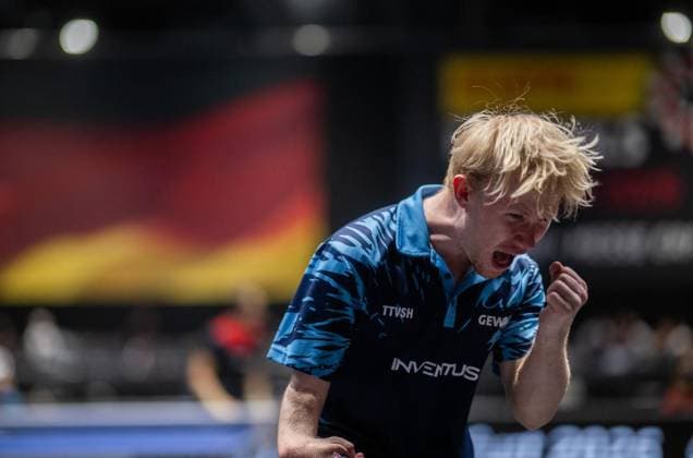 TISCHTENNIS TT-FINALS 2026 IN ERFURT ** NUR FÜR REDAKTIONELLE ZWECKE ** EDITORIAL USE ONLY **<p>05 06 2026-Erfurt: 94. Nationale Deutsche Meisterschaften Damen Herren im Rahmen der Deutschen TT-Finals Deutsche Meisterschaften Jugend 19 Doppel - Finale im Foto: Mio Lukas Wagner (SV Siek TTVSH) jubelt ( Deutschland Thueringen Erfurt Copyright: SaschaxFromm