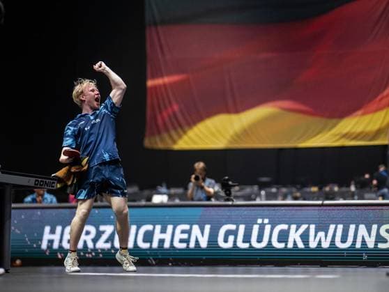 TISCHTENNIS TT-FINALS 2026 IN ERFURT ** NUR FÜR REDAKTIONELLE ZWECKE ** EDITORIAL USE ONLY **<p>05 06 2026-Erfurt: 94. Nationale Deutsche Meisterschaften Damen Herren im Rahmen der Deutschen TT-Finals Deutsche Meisterschaften Jugend 19 Doppel - Finale im Foto: Mio Lukas Wagner (SV Siek TTVSH) jubelt nach dem Matchball ( Deutschland Thueringen Erfurt Copyright: SaschaxFromm