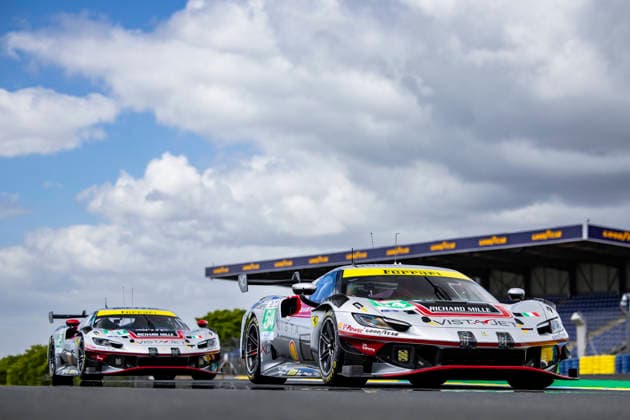 24 HEURES DU MANS 2026 - PESAGE 54 CASTELLACCI Francesco (ita), FLOHR Thomas (sui), RIGON Davide (ita), Vista AF Corse, Ferrari 296 GT3 Evo 54, LM GT3, ambiance during Le Pesage of the 24 Hours of Le Mans 2026, 3rd round of the 2026 FIA World Endurance Championship, from June 5 to 6, 2026 on the Place de la RÃ publique in Le Mans, France - Le MansFrance  Copyright: xJULIENxDELFOSSEx