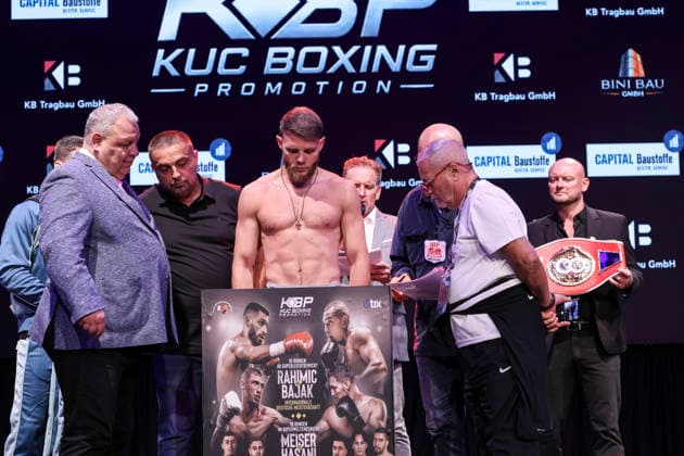 Boxen: KUC Box-Promotion, Waage, Falkensee, 05.06.2026 IBF-Europameisterschaft: Paul Wall (GER) - Damiano Fascinelli (ITA)
