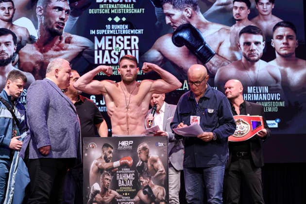 Boxen: KUC Box-Promotion, Waage, Falkensee, 05.06.2026 IBF-Europameisterschaft: Paul Wall (GER) - Damiano Fascinelli (ITA)